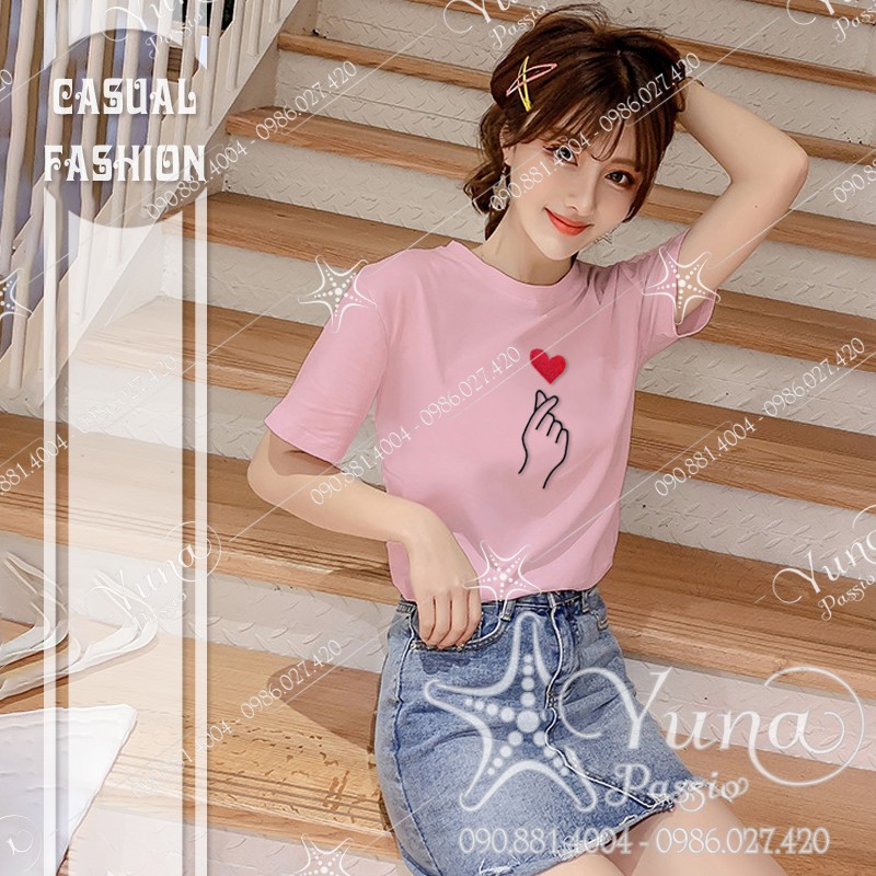 Áo Thun Thêu Trái Tim Cao Cấp size 40 -65kg