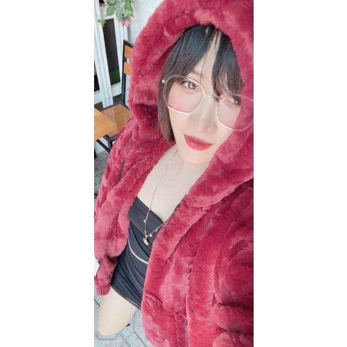 Áo lông cho nữ - mũ lông tai gấu