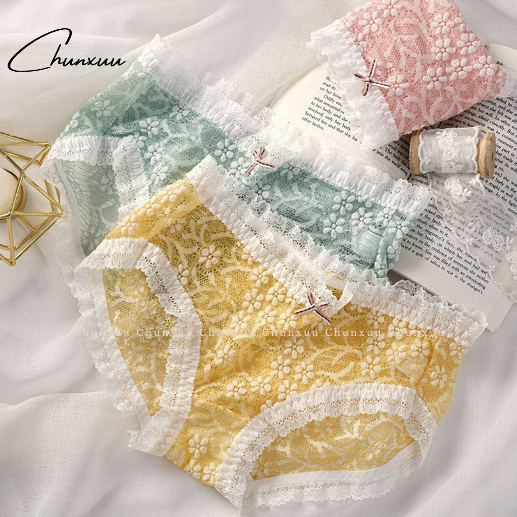 Quần lót ren nữ cao cấp Chunxuu họa tiết thêu hoa, chất liệu mềm mại co dãn kháng khuẩn - QC114