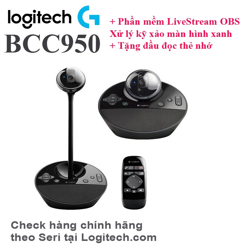 Webcam hội nghị Logitech BCC950 xác thực hàng chính hãng theo seri, tặng đầu đọc thẻ