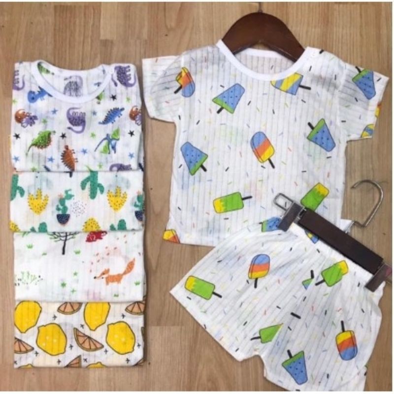 Bộ cotton giấy cài vai cho bé từ 5-15kg