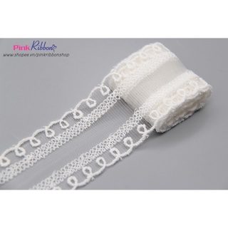 (GIÁ 1 MÉT) Ren trắng thêu hoa 5cm - 8k/m, nguyên liệu thủ công phụ liệu may mặc, phụ kiện tóc