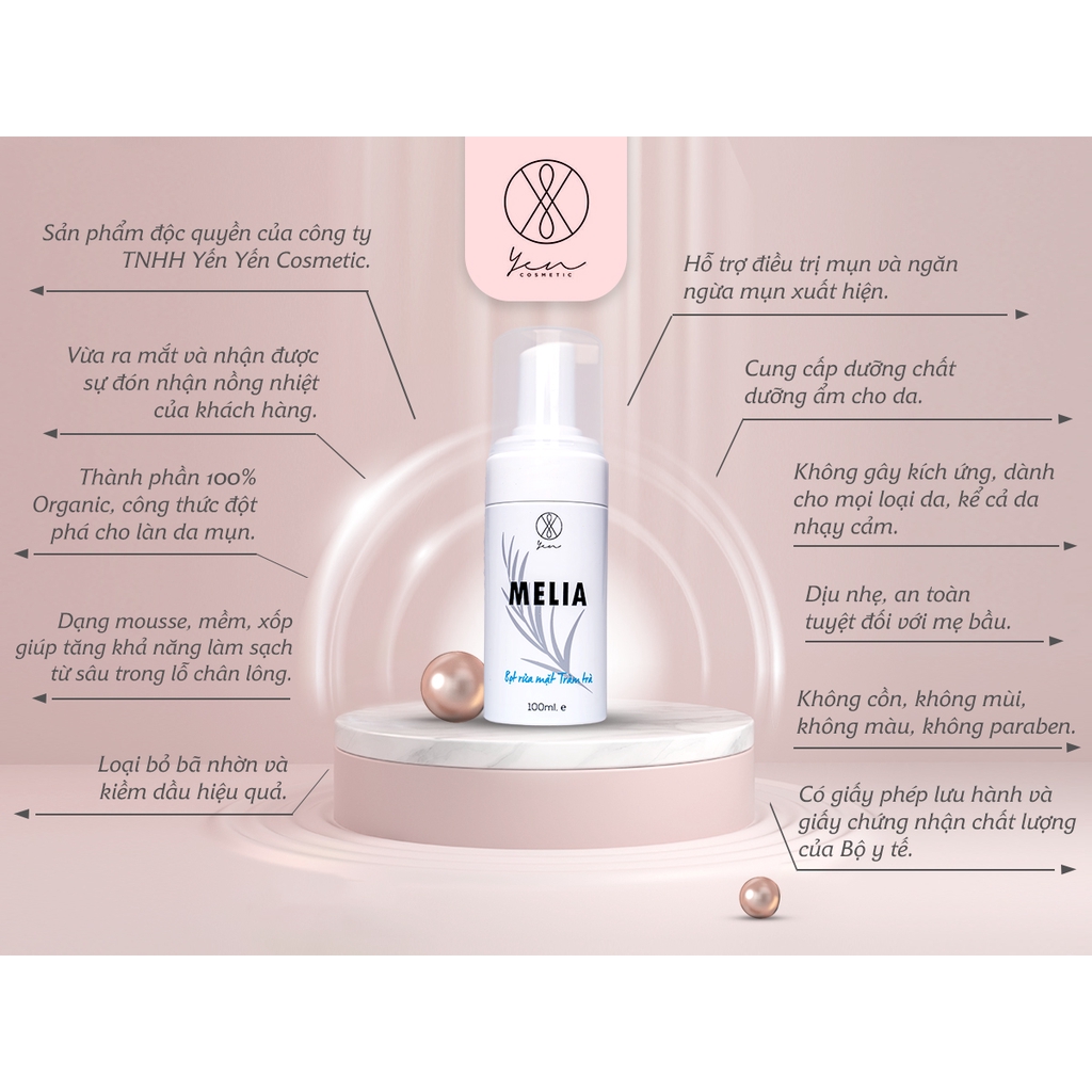 Bọt rửa mặt tràm trà ngăn ngừa mụn Melia