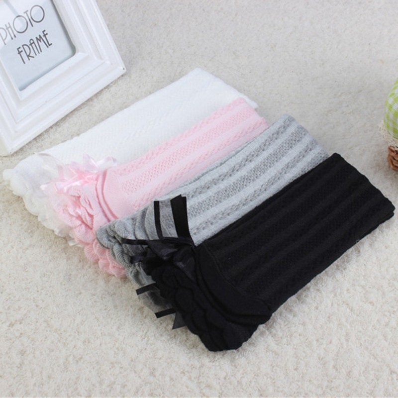 Vớ Cotton Cao Đến Đầu Gối Mềm Mại Đính Nơ Dễ Thương Dành Cho Bé