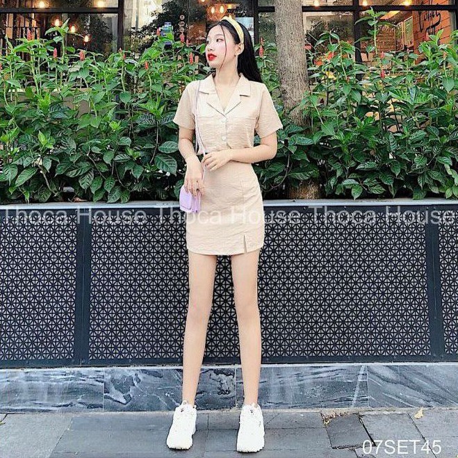 [Mã WASTCOOL giảm 15% tối đa 50K đơn 99K] Sét bộ váy chữ A áo cổ vest vải đũi cao cấp | BigBuy360 - bigbuy360.vn