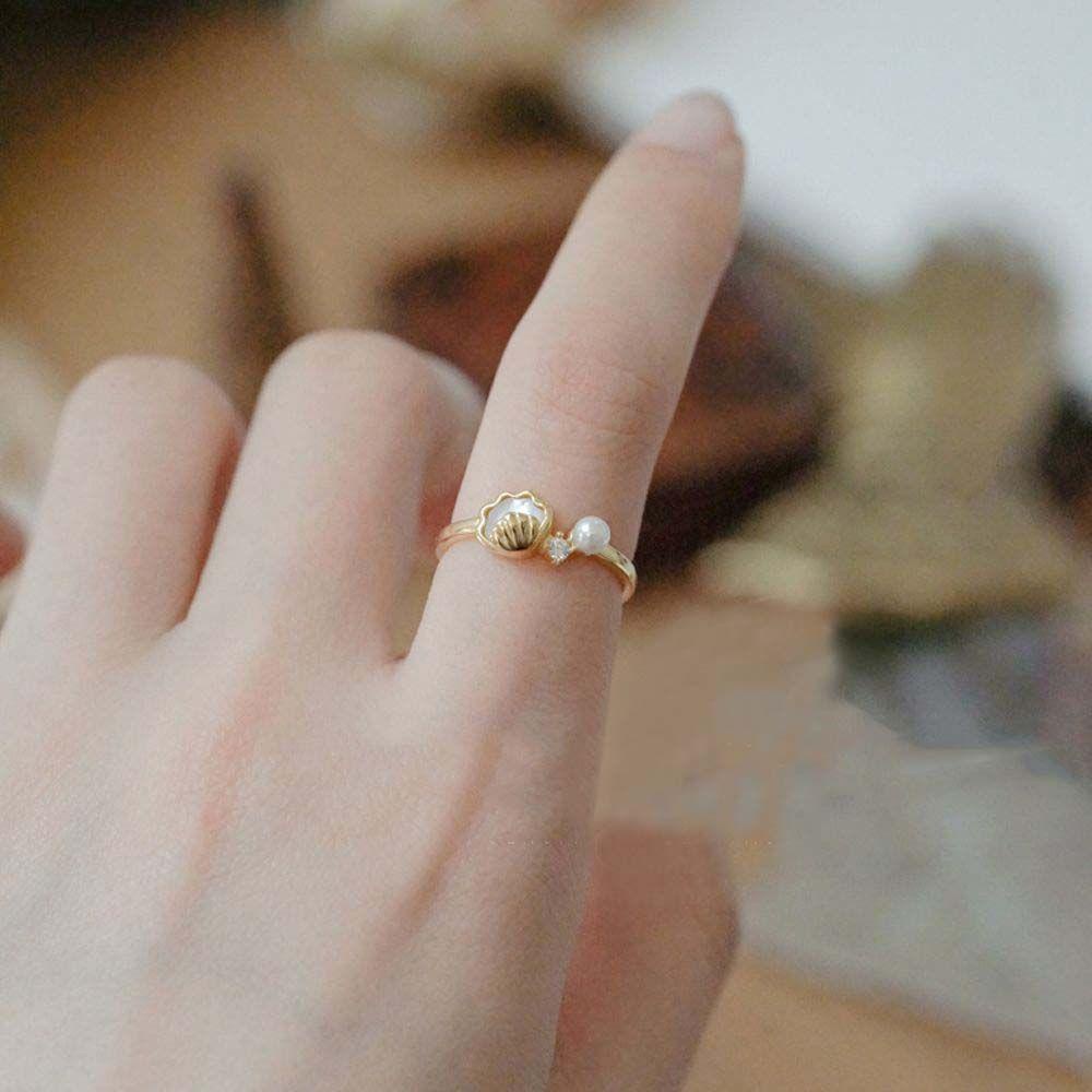Nhẫn Hở Hình Vỏ Sò Đơn Giản Ngọt Ngào Phong Cách Pháp Thời Trang Cho Nữ