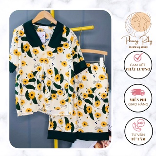 Đồ ngủ nữ tay cộc quần lửng lụa Mango cao cấp - Phương Ruby