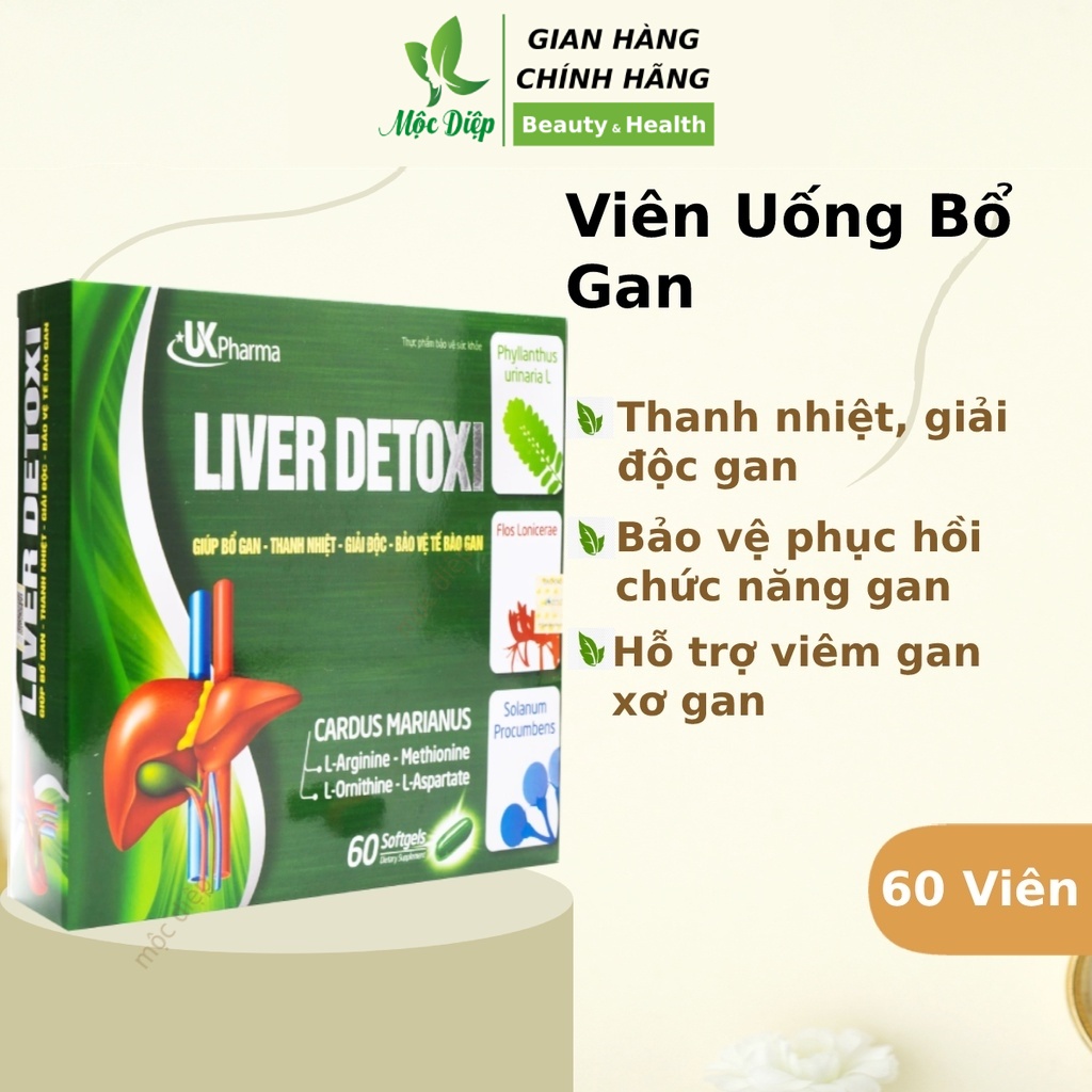 Viên uống bổ gan - Thanh nhiệt giải độc mát gan Liver Detoxi 60 viên - Mộc Diệp