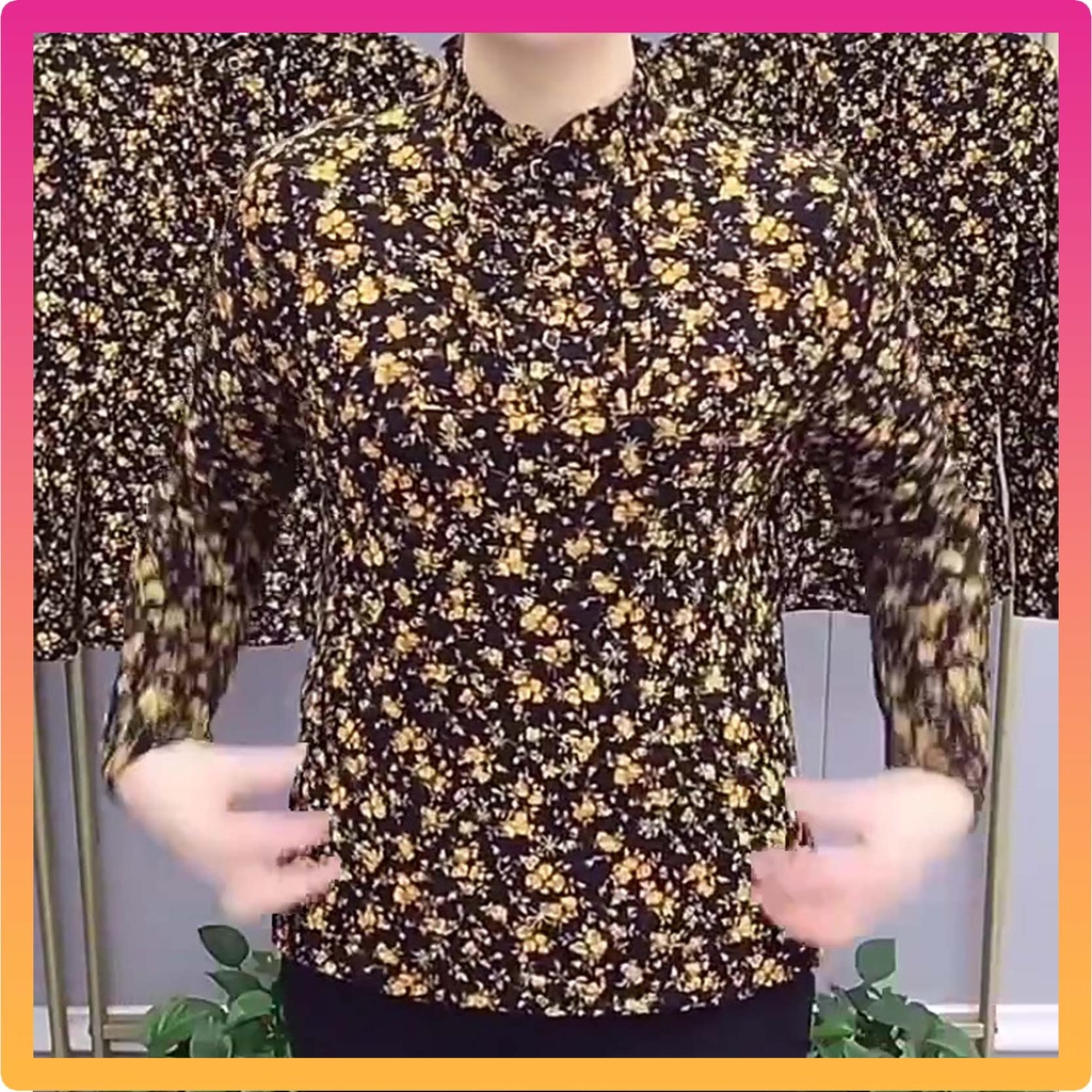 Áo trung niên nữ sang trọng, thanh lịch - Áo hoa trung niên nữ chất cotton cao cấp cổ cao có cúc