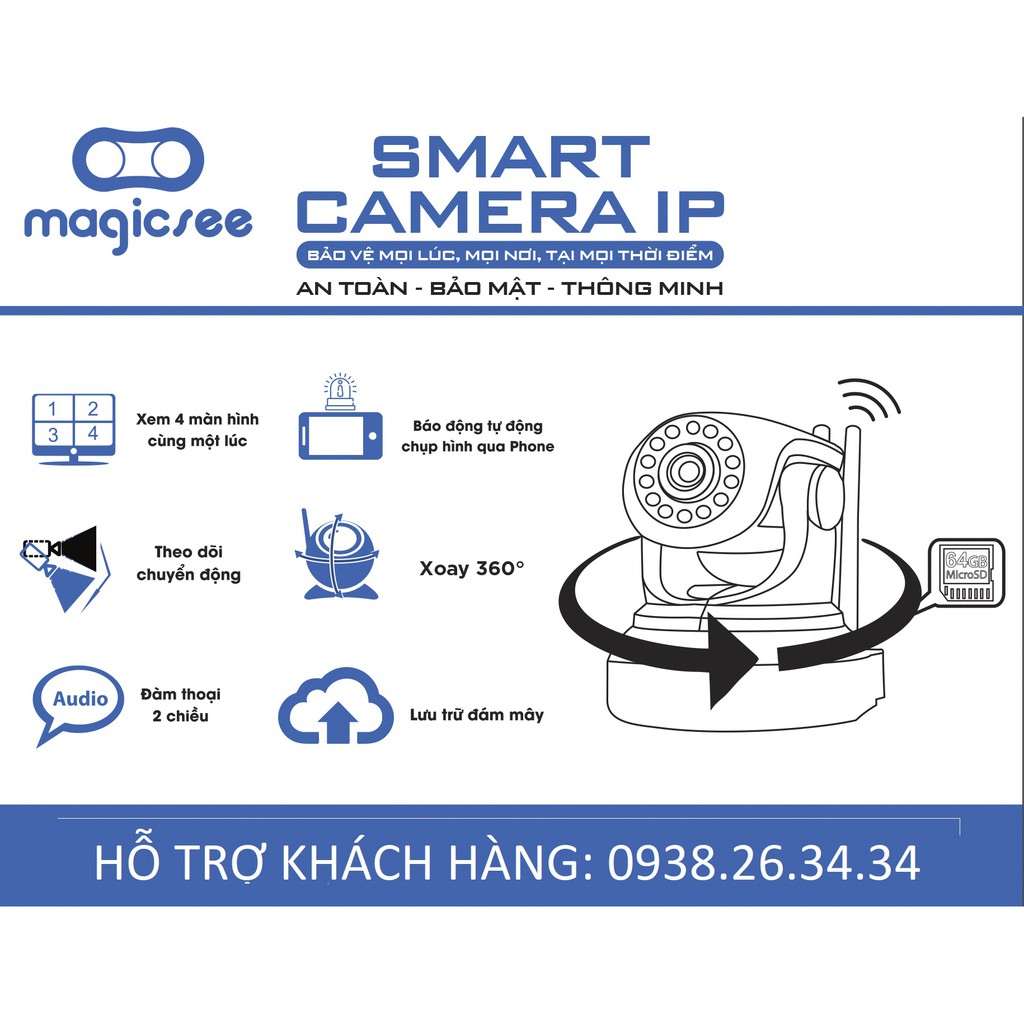 Camera giám sát Magicsee S8003 Plus Full HD, Tặng thẻ nhớ Samsung 32GB, Xoay 360 độ, hình ảnh siêu nét | BigBuy360 - bigbuy360.vn