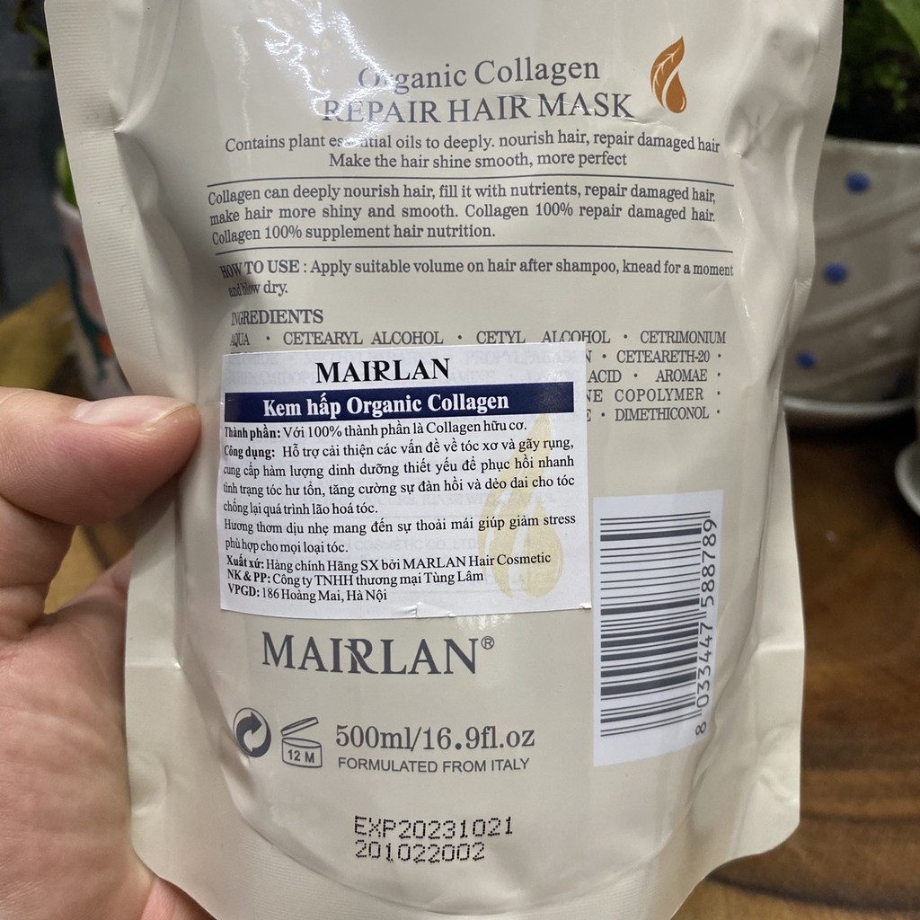 [New] Dầu ủ tóc Mairlan Collagen siêu mượt phục hồi thiên nhiên ngăn gãy rụng 500ml