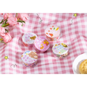 1 cuộn băng keo washi hình gấu hoạt hình nhiều màu dễ thương trang trí sổ tay thủ công DIY - MyNa Mart