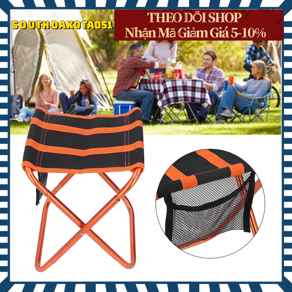 [Hàng Sẵn] Ghế gấp gọn mini di động Câu cá Cắm trại ngoài trời với Túi đựng Hợp kim nhôm 7075【Southdakota051】