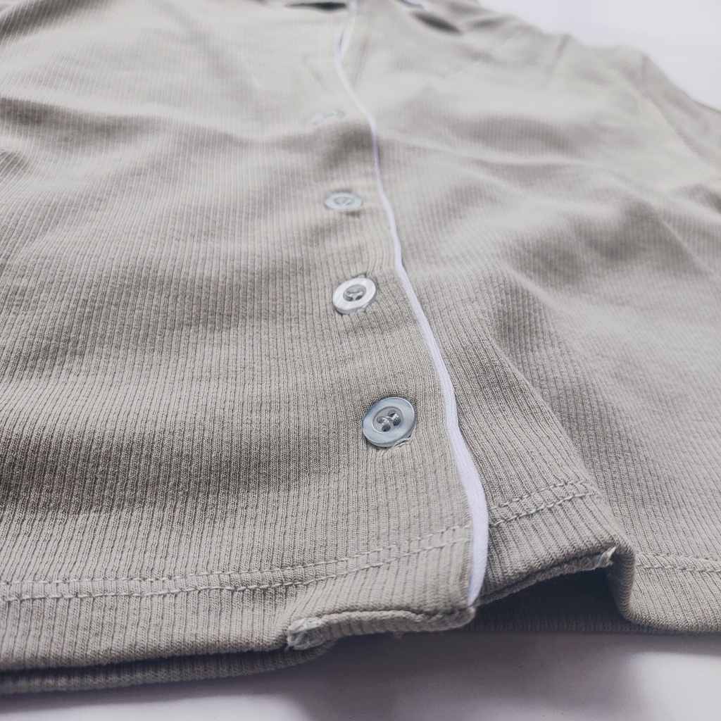 Áo croptop ôm tay ngắn có cổ - áo crt có cổ chất thun gân phối viền - A092