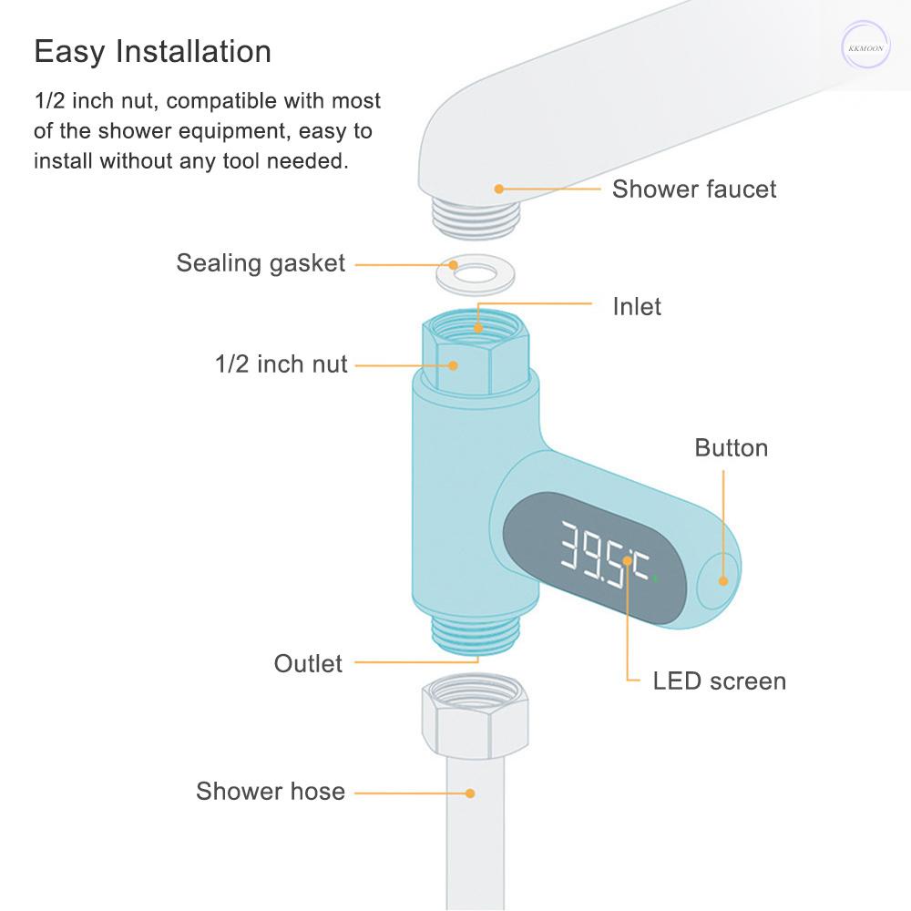 Thiết bị đo nhiệt độ nước tắm màn hình LED kỹ thuật số 5~85°Phạm vi cũ °C / C°Vòi hoa sen độ chính xác cao chuyên dùng cho nhà tắm