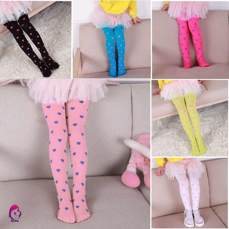 Quần tất legging phối họa tiết trái tim đáng yêu cho bé