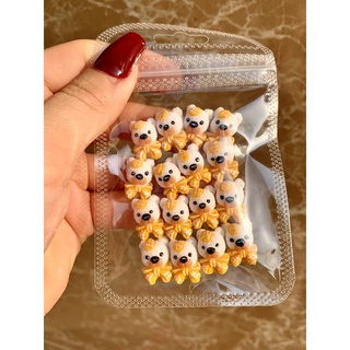 Gấu bột nail, charm gấu nơ gắn móng trang trí móng
