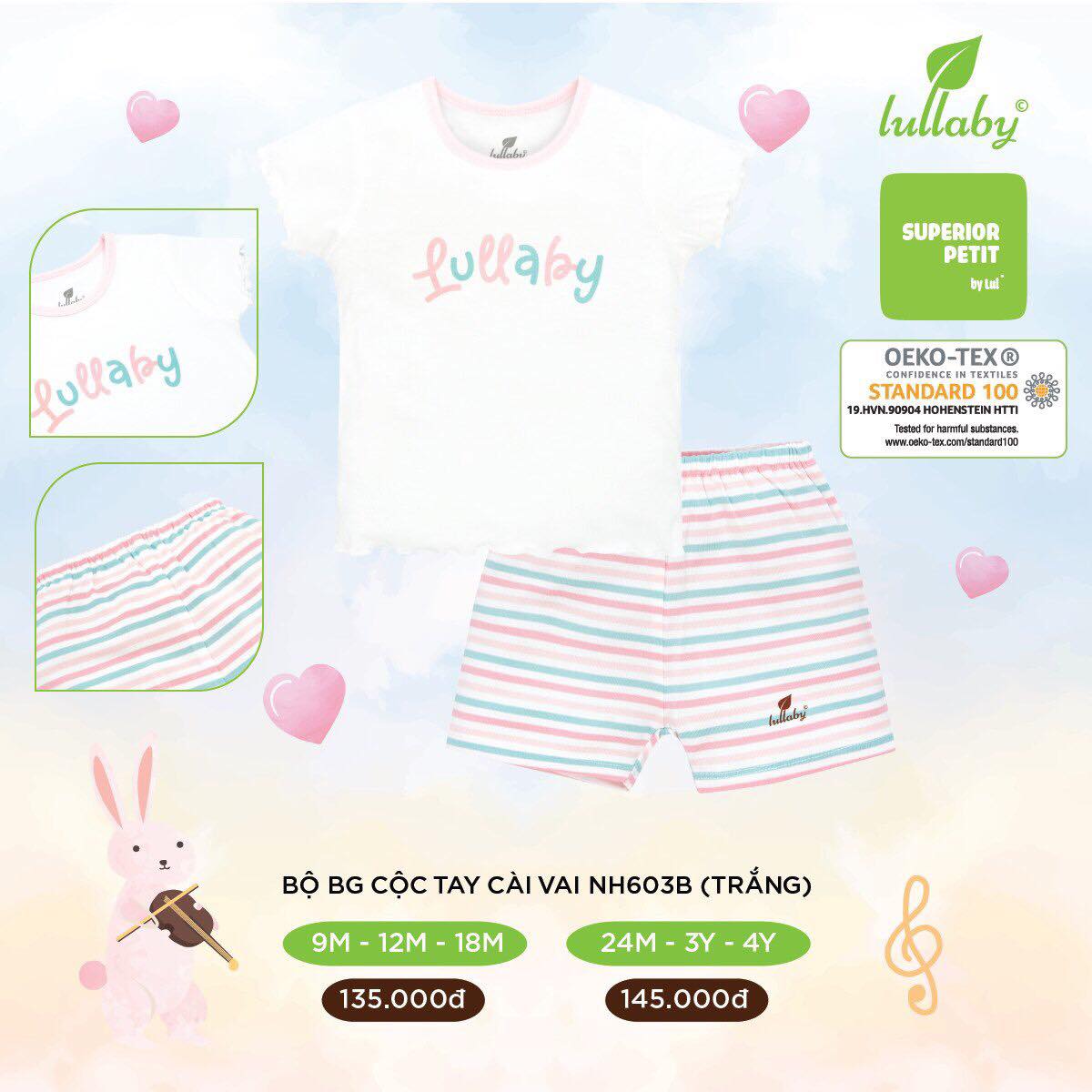 Mẫu 2021Bộ bé gái petit cộc tay cài vai Lullaby