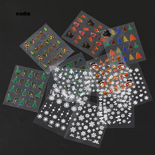 [Hàng mới về] Bộ 12 tờ hình dán móng tay họa tiết Giáng sinh 3D nghệ thuật