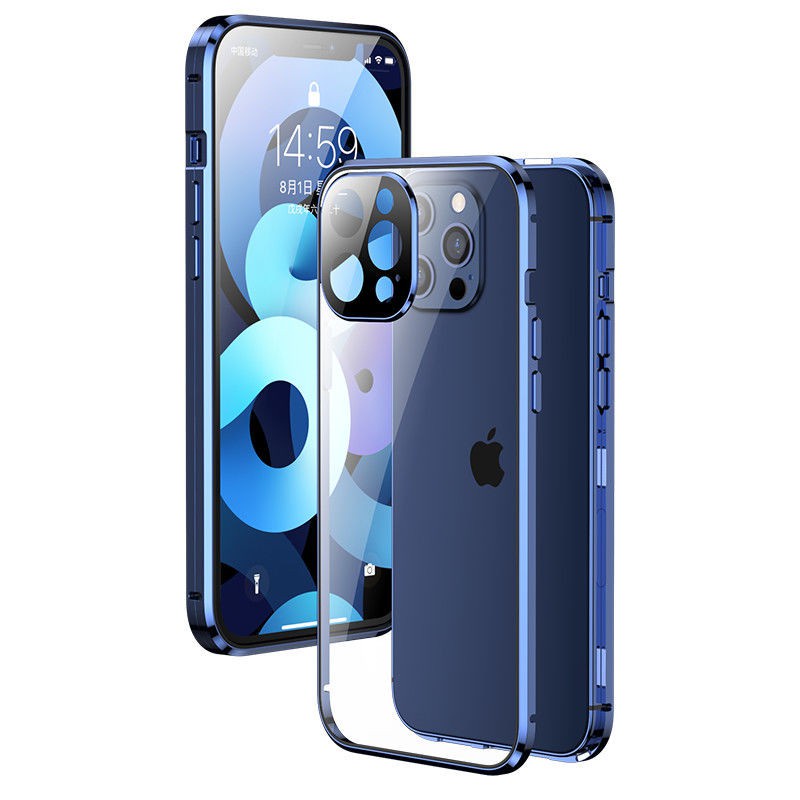 Ốp Điện Thoại Kính Cường Lực Hai Mặt Có Khóa Kim Loại Nam Châm Bảo Vệ camera Cho iPhone 11 Pro MAX 11 Pro 11 XS MAX XR XS X