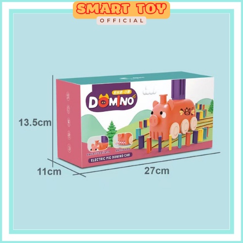 Đồ chơi xe xếp hình Domino tự động, xe con vật thả Domino chạy pin, phát nhạc, sáng đèn cho bé