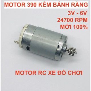Motor 390 kèm bánh răng cho ô tô điều khiển xe em bé 4.5V - 6V tốc độ 24700 RPM - LK0349