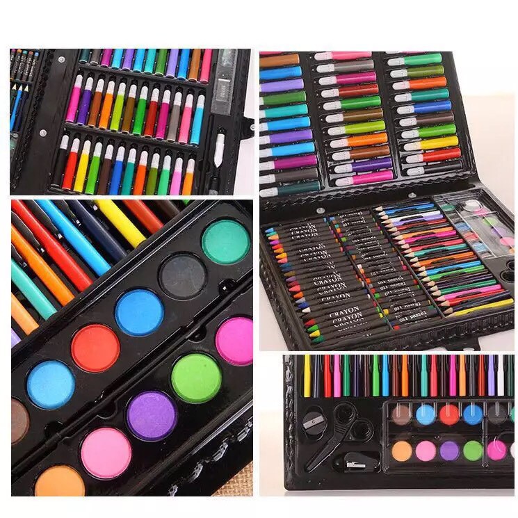 Bộ sản phẩm bao gồm 150 bút màu và các dụng cụ vẽ