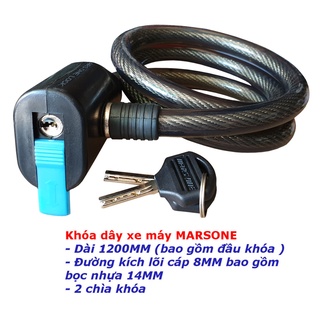 Khóa dây xe máy dài 1M2 đường kính dây 15mm Mars One