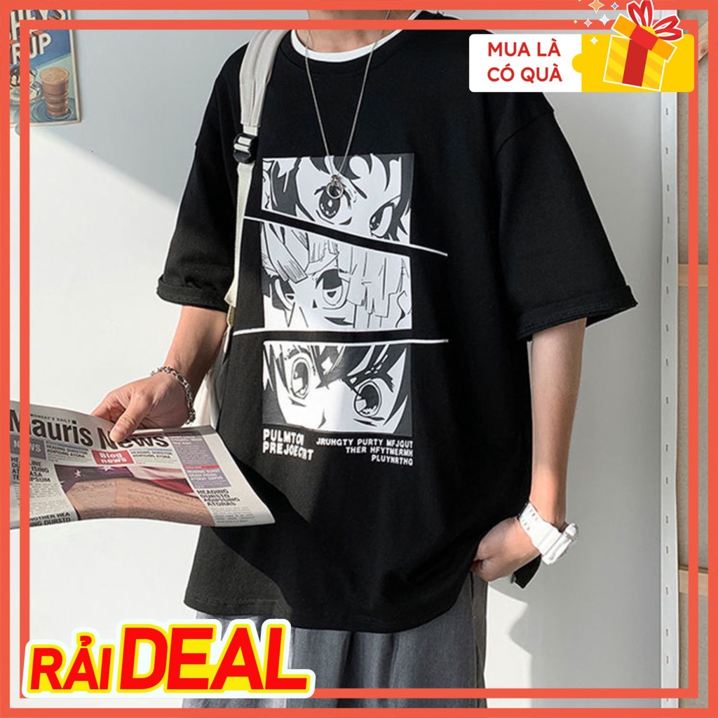 Áo phông nam nữ unisex tay lỡ Anime Binshopx, áo thun form rộng cổ tròn phong cách streetwear năng động