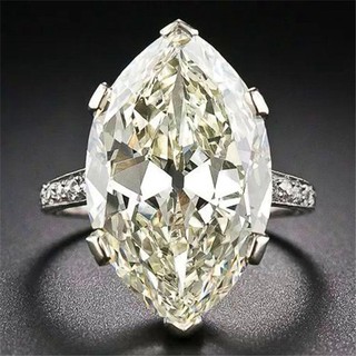 Nhẫn cầu hôn đính đá màu trắng hình oval bằng bạc sang trọng cho nữ