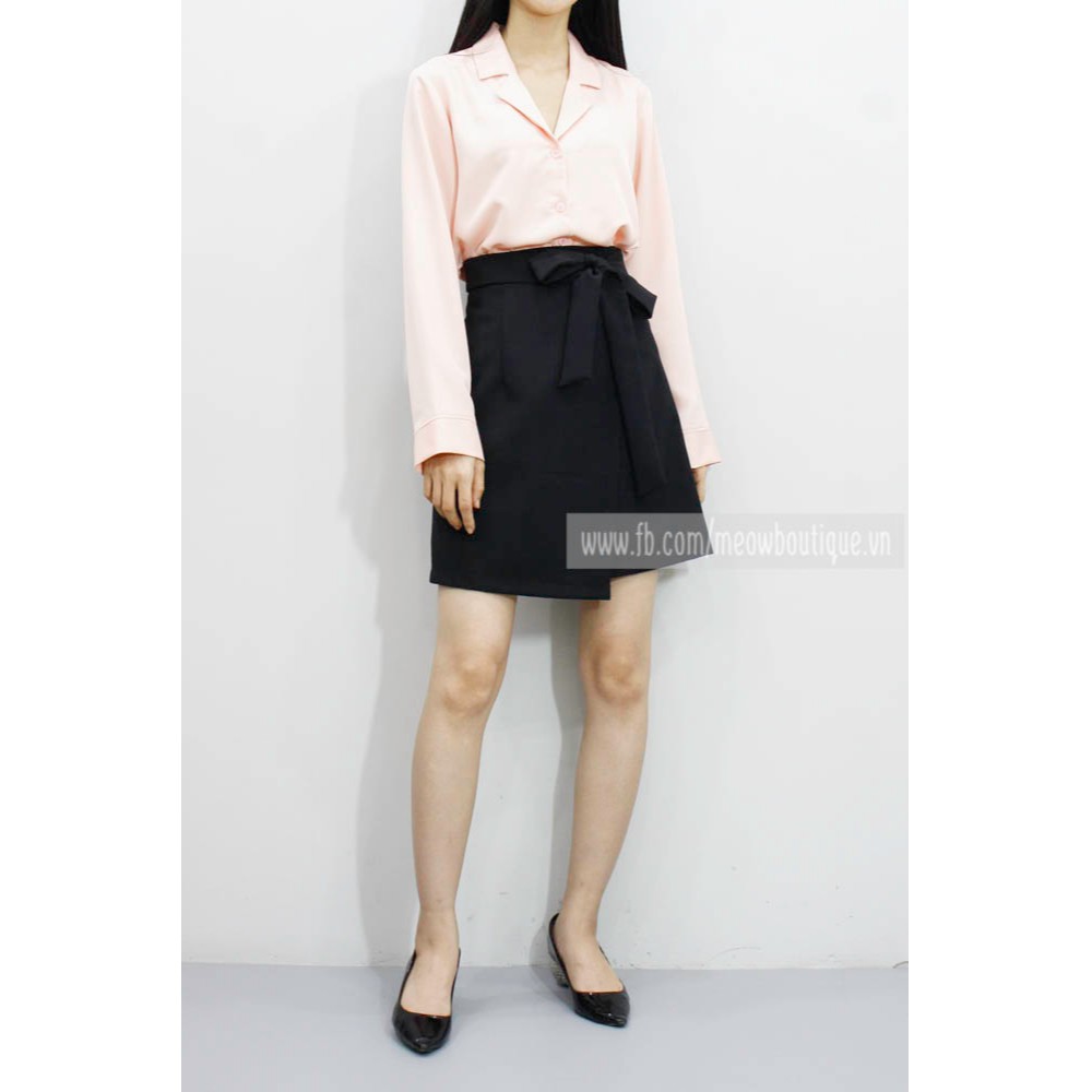 [Mã FADIRECT20 giảm 20K đơn 150K] [Hình thật tự chụp] Váy A thắt nơ, vạt đắp che bụng Meow Boutique | BigBuy360 - bigbuy360.vn