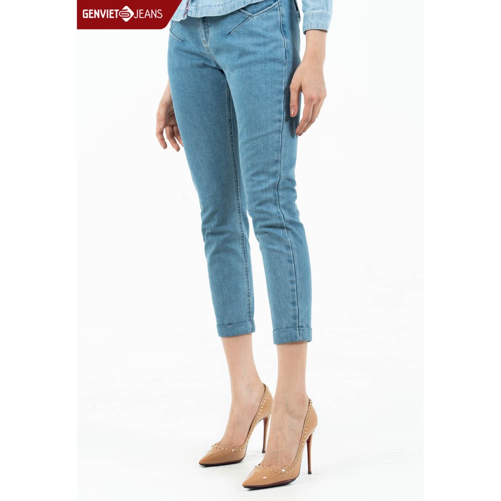 [Mã FASHIONMALLT4 giảm 15% đơn 150k] Quần dài Jeans Nữ DQ107J768 GENVIET