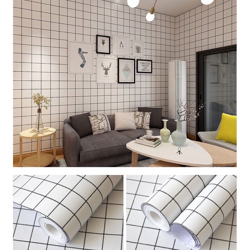  giấy dán tường kẻ ô vuông caro decal dán sẵn keo khổ 45cm | BigBuy360 - bigbuy360.vn