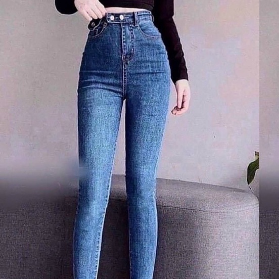 Quần Jean nữ đen trơn co giãn (kèm hình thật) ôm dáng siêu xinh, Quần bò nữ cạp cao kiểu thời trang Lady Fashion - MQ608 | BigBuy360 - bigbuy360.vn