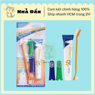 Bộ bàn chải và kem đánh răng cho chó mèo