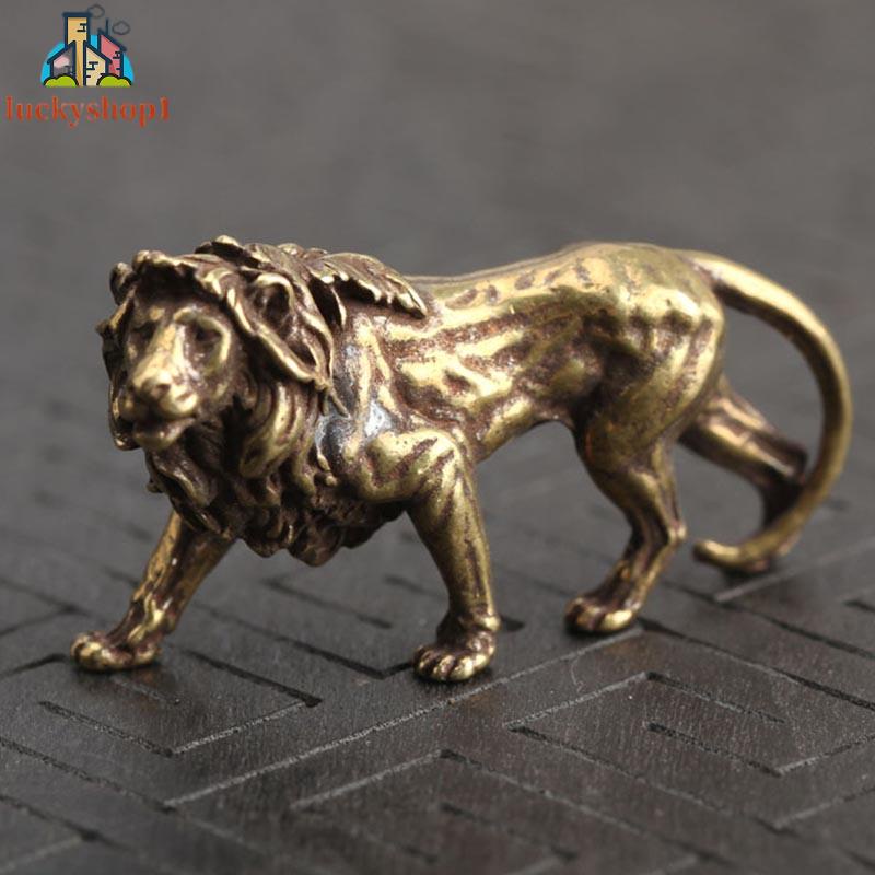 Bronze miniature lion king statue retro fashion technology