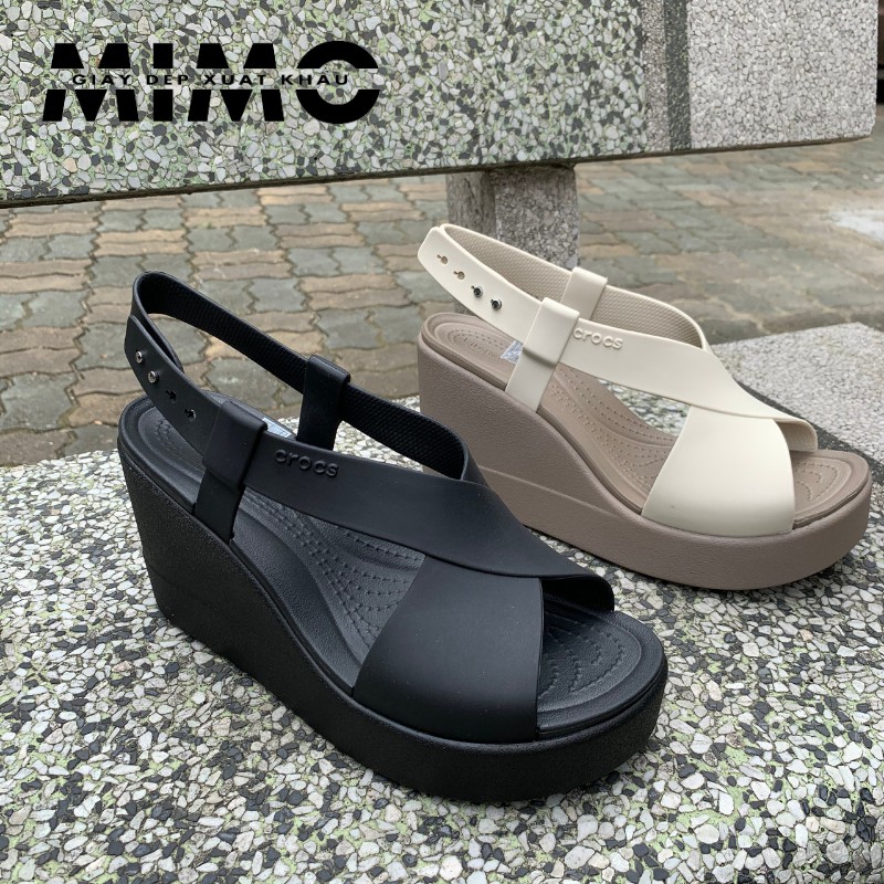 [Hàng xuất] Sandal Nữ, Sandal Quai Chéo Đế Cao 9P Crocc 𝐁𝐫𝐨𝐨𝐤𝐥𝐲𝐧 Màu Đen