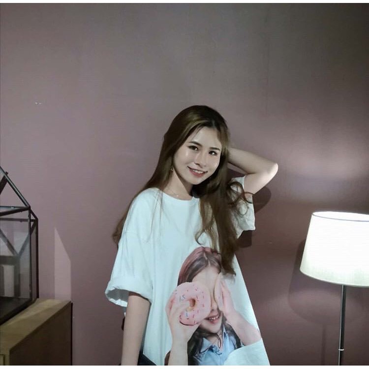 Áo thun tay lỡ ADLV cô bé ,cậu bé cầm bánh , tay lỡ from rộng ,phông nam nữ unisex