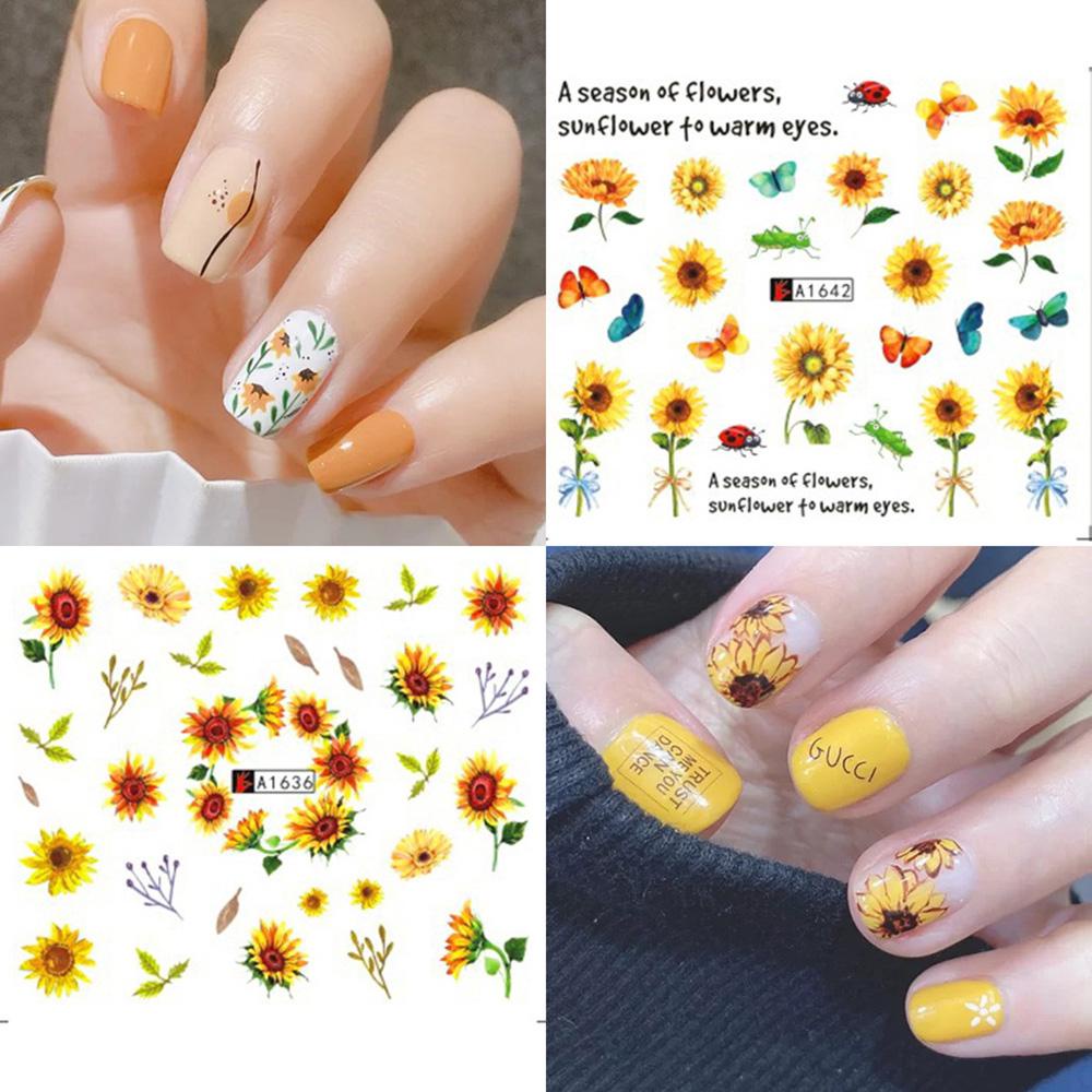 Set 12 Sticker Dán Móng Tay Hình Xăm Hoa Mùa Xuân