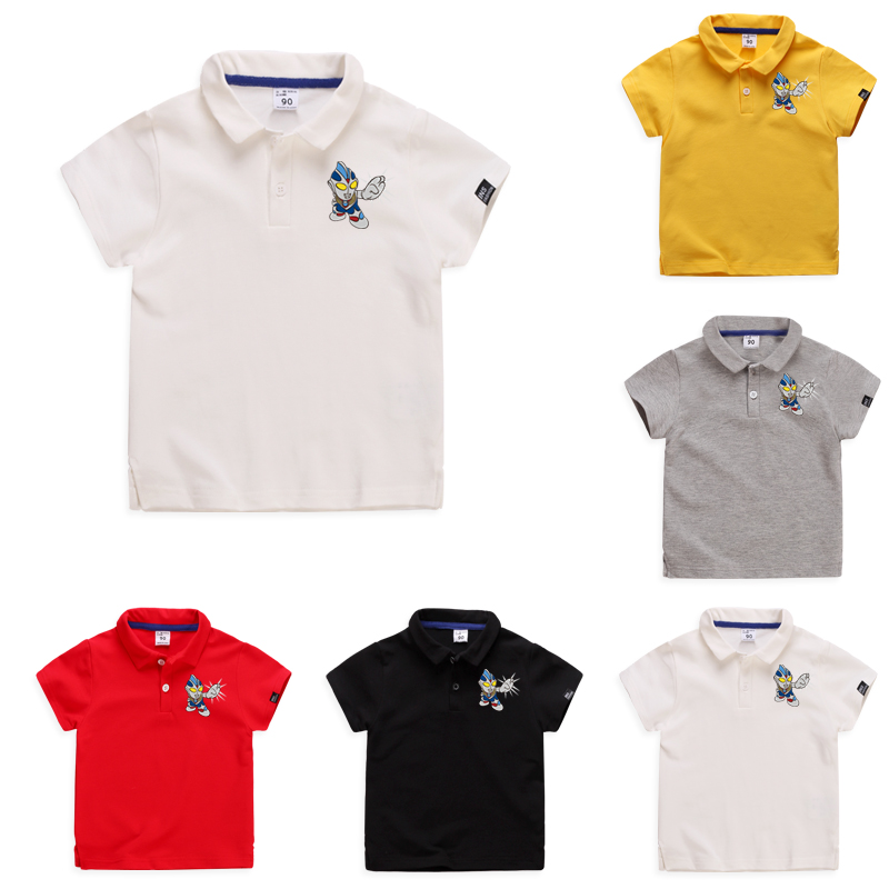 Áo Thun Polo Tay Ngắn In Chữ Ultraman 5 Màu 100% Cotton Cho Bé