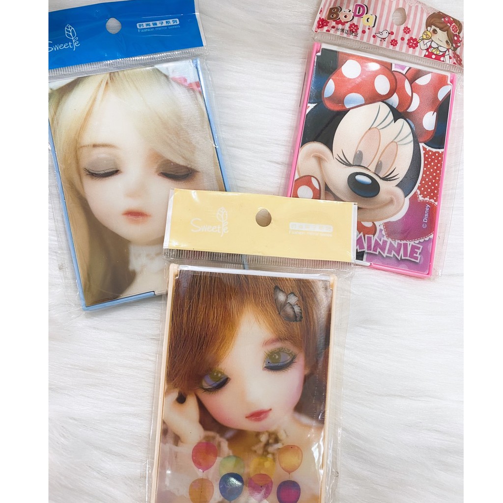 |ảnh thật| GƯƠNG KÍNH MINI SOI MẶT MAKE UP MINI CẦM TAY TIỆN LỢI MẪU CUTE