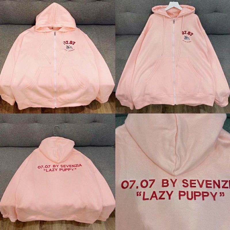 Áo hoodie nam nữ 7ZIA Puppy unisex form rộng có dây kéo chất nỉ bông chống nắng tốt