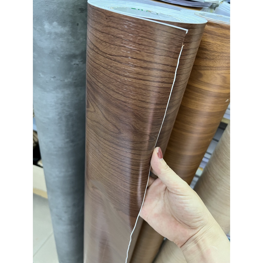Decal dán tường giả gỗ giấy dán tường vân gỗ decor trang trí bàn tủ dán sàn nhà giả gỗ chống nước có keo sẵn khổ 1,2m