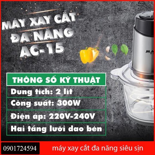 Máy xay thịt cối thủy tinh 2L Magic Eco AC-15   - Công suất 300W