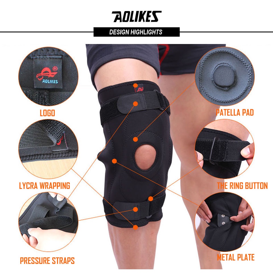 Miếng đệm bảo vệ đầu gối AOLIKES bằng kim loại đàn hồi thoáng khí