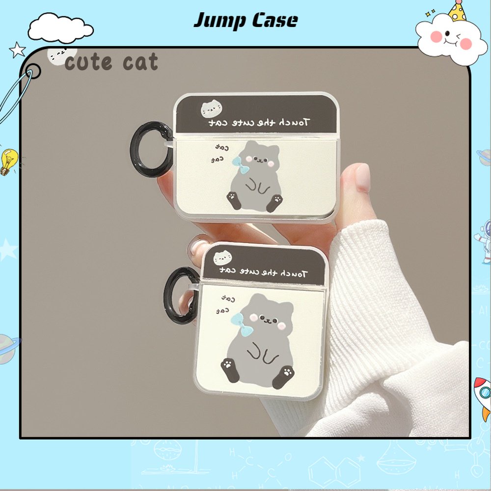 Vỏ Bảo Vệ Hộp Sạc Tai Nghe Bluetooth Không Dây AIRPOD 1 / Pro / 3 Bằng Silicon Mềm Hình Chú Mèo Tráng Gương Dễ Thương