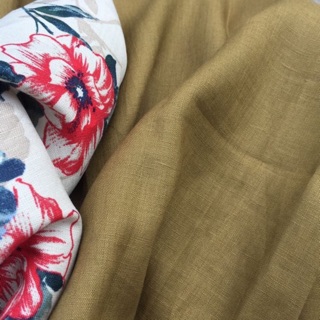 Vải Linen tưng premium màu rêu đất.