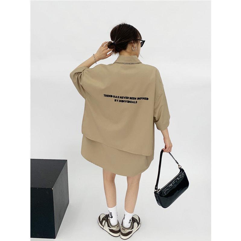 Áo Sơ Mi Tay Ngắn Cổ Bẻ Giả Hai Lớp Dáng Rộng Thời Trang Mùa Hè Dành Cho Nữ 2022