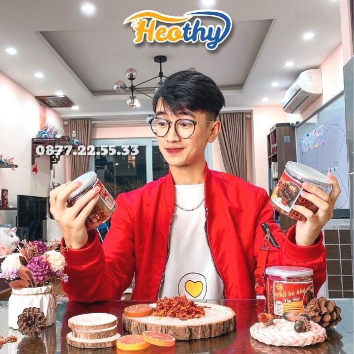 Khô bò, thịt bò khô sợi tây bắc 180g HeothyFood, đồ ăn vặt Việt Nam chất lượng cao