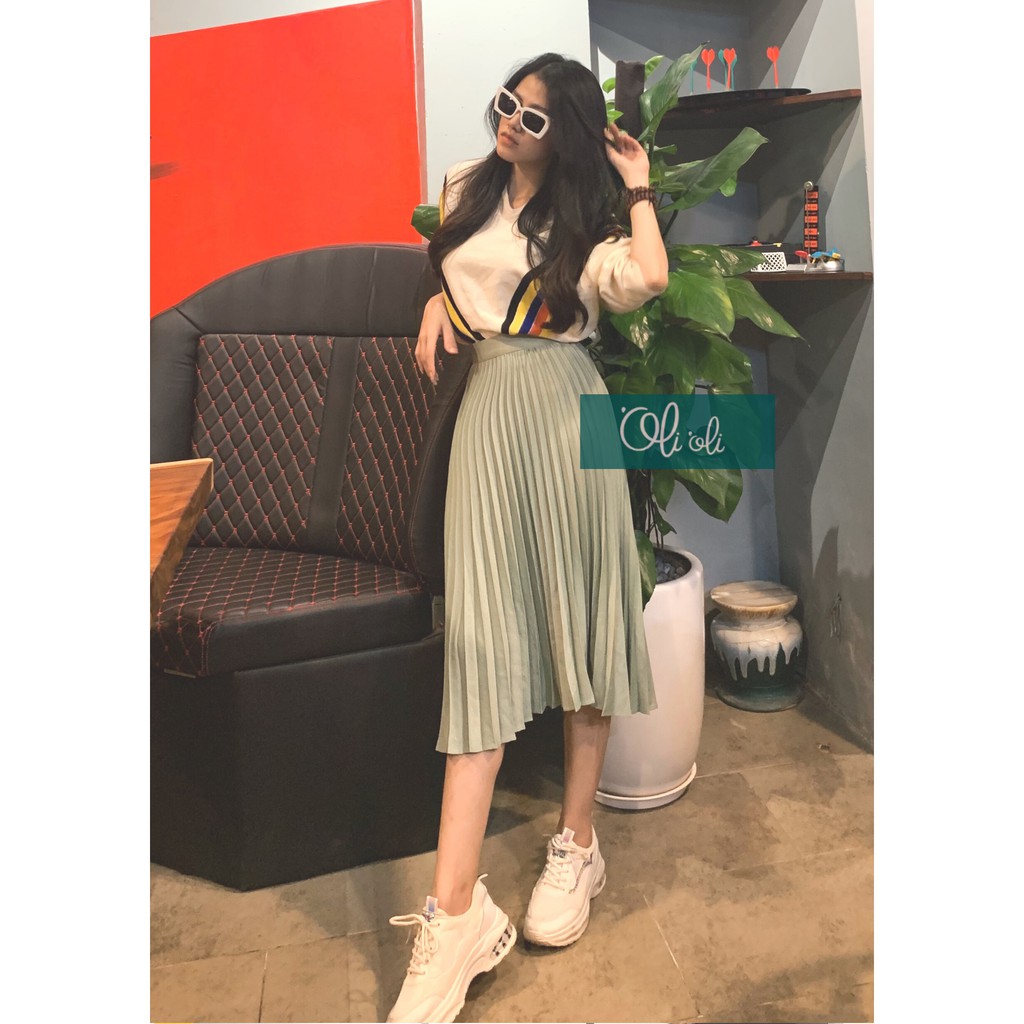 CHÂN VÁY XẾP LY màu xanh ngọc Olioli Fashion | BigBuy360 - bigbuy360.vn